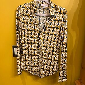 Philosophy Black and Yellow Floral Button Down Shirt